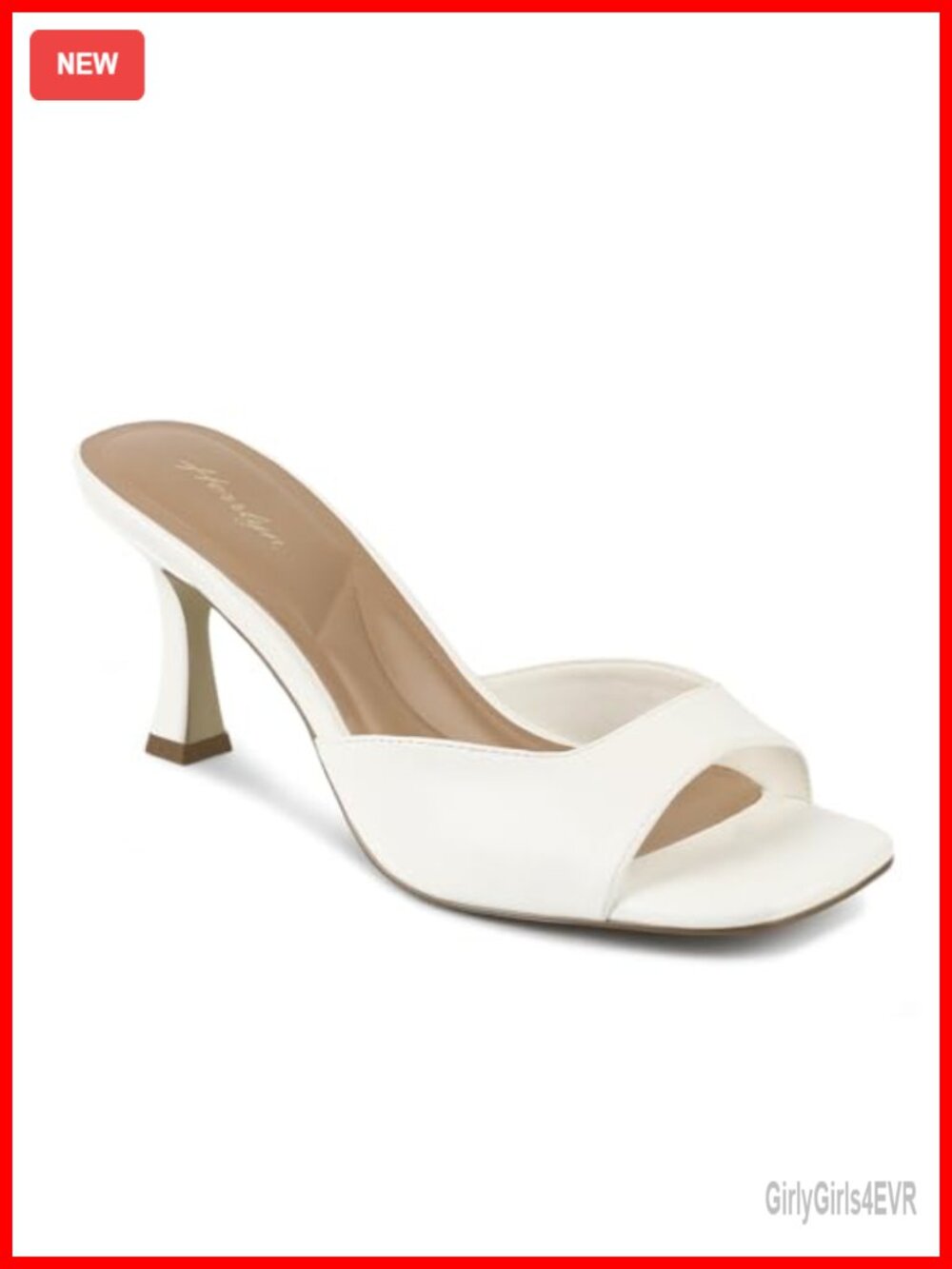Kitten Heel Sandals Square Toe Slip On Mules Low Heel Women's